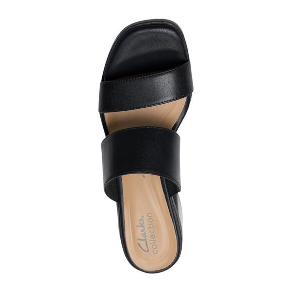 Clarks Women's Jaylan Dusk Leather Block Heel Slide Sandals Black Size 10 W - Picture 4 of 5